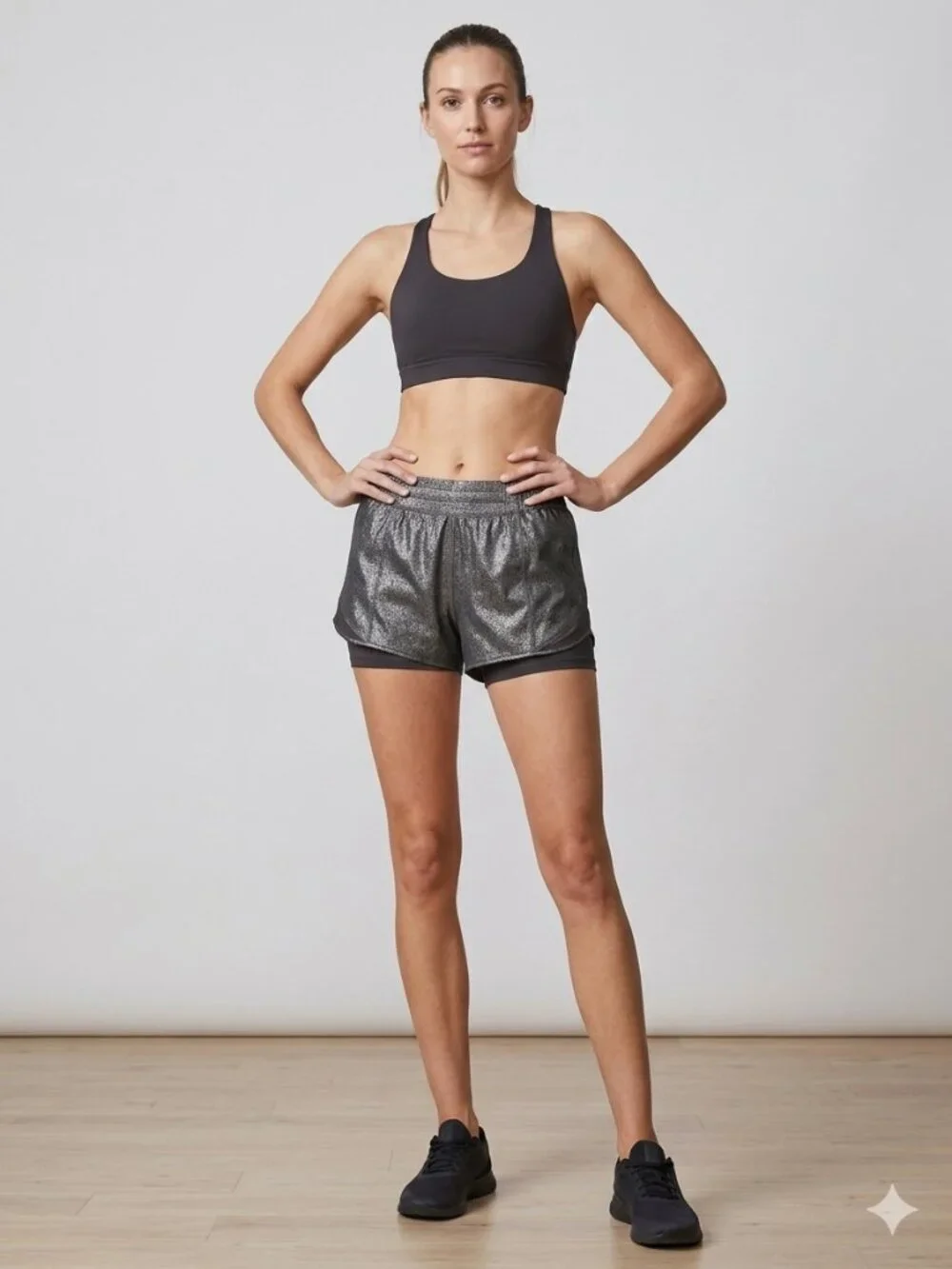 Lululemon Hotty Hot Shorts Luminosity Foil Silver Black Mesh Rare Find 4 Tall